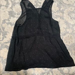 Black sheer polka dot top
